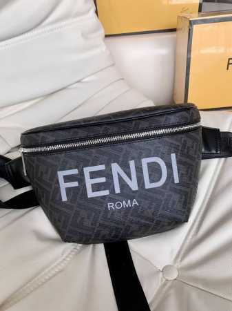 Fendi black F End1 monogram double F fashionable waist bag This season's double - Click Image to Close