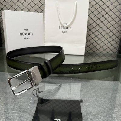 Comes with original packaging. Newest Berluti men's belt, 3.5cm wide, high-end