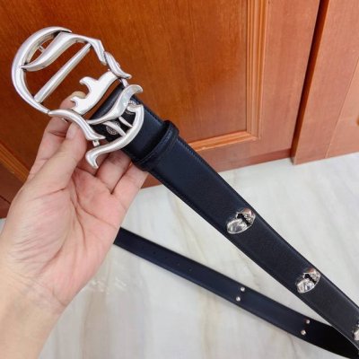 Chrome Hearts Removable brass silver-plated 925 buckle, imported original leath