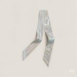 Hermes "You Write and Freedom Square" Twilly small silk scarf. Twilly silk ribb
