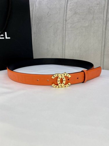 Width 3.0 Cm Chanel Imported Soft Calfskin Leather With Gold And Silver Patterne