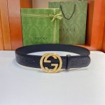 Gucci classic style, double-sided original calfskin embossed leather belt with s