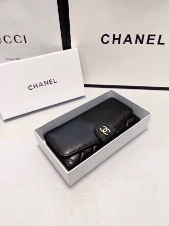Color: Black Size: 19X10 Chanel popular cowhide bi-fold wallet with classic sty - Click Image to Close