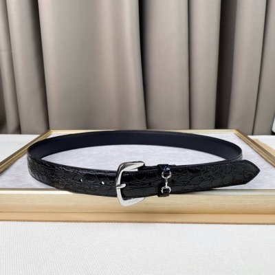 Gucci, Horsebit Buckle Belt, Women's Crocodile Pattern, 3 Cm
