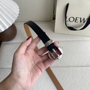 Loewe smooth cowhide leather Ebble belt with Anagram Ebble buckle, 2cm wide, fiv