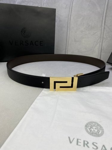 Width 3.5Cm Versace This Soft Palm-Print Original Leather Belt Is Decorated With