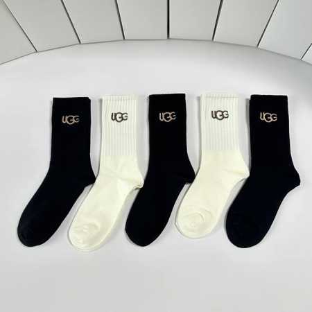 Special Packaging Ugg, New Embroidered Double Needle Mid-Length Slouch Socks! Fi - Click Image to Close