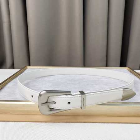 ysl Calfskin Leather Double Buckle Narrow Belt Double Buckle Belt Engraved Wi - Click Image to Close