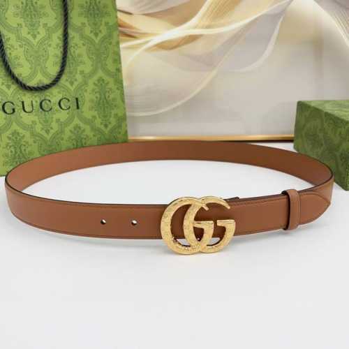 Gucci 3.0 New Cc Embossed Copper Buckle with Double-Sided Top-Grain Leather, Sty