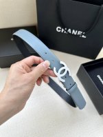 Width 3.0Cm Chanel Rotating Double C Calfskin And Silver Gunmetal Gold Metal Bel