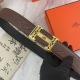 Hermes Men's Double-Sided Leather Belt, 38mm. Made of pressed, double-sided impo