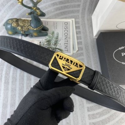 Prada special leather belt automatic belt series, original hardware boutique sta