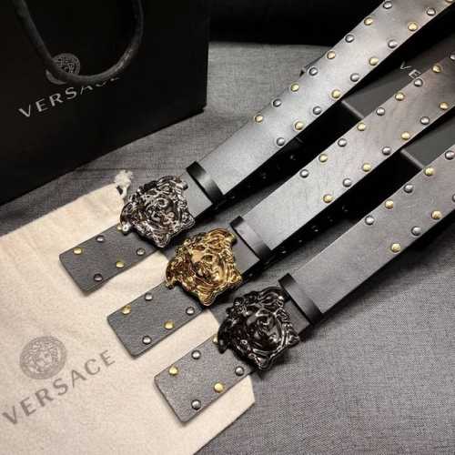 Versace width 4.0Cm New leather belt, decorated with the classic Versace Medusa