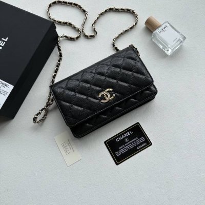 Color: Black Size: 20X13 Woc classic fortune bag caviar sheepskin, can be worn