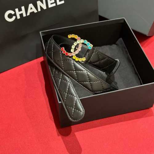 Chanel 24C colorful rhinestone logo buckle brass metal imported fetal cowhide be