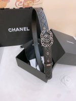 C Hanel Logo leather strap color Cc buckle brass gold metal 3.0Cm fine sheepskin