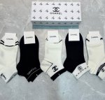 Special Offer: Chanel New Women's Socks, 5 pairs per box. Lightweight, soft, com