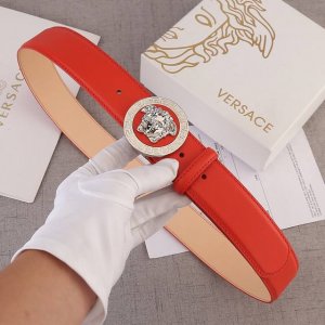 Width 4.0Cm Versace This Soft Leather Belt Is Decorated With A Colorful 3D Medus