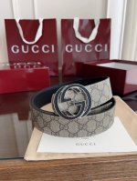 Beautiful Gucci Double G buckle men's new belt counter synchronization width 4