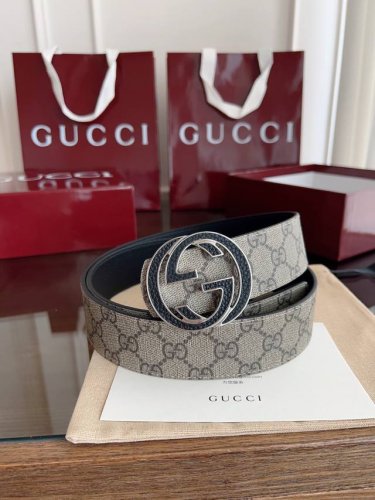Beautiful Gucci Double G buckle men's new belt counter synchronization width 4
