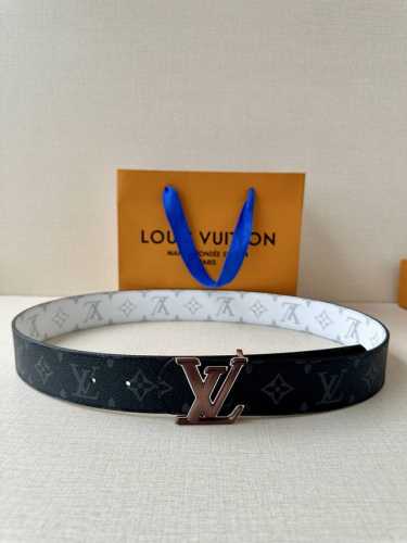4.0 Wide Lv Dimension Sunset double-sided belt is made of Monogram coated canvas