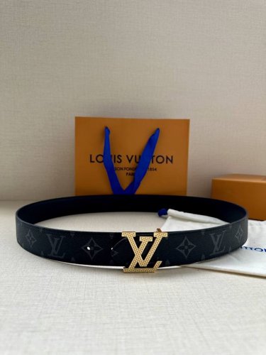 3.4 Width Lv Trunk Double-Sided Belt Crafted From Grained Leather For A Modern D