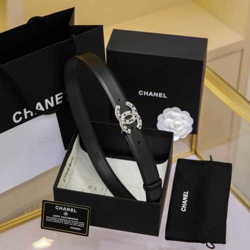 Chanel 24S Cc Pearl, Rhinestones, White And Black Letter Logo Buckle, Brass Meta