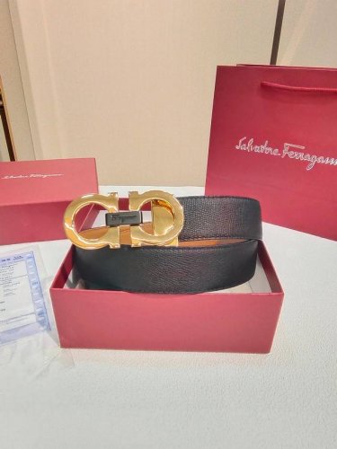 ferragamo Ferragamo Double-Sided Imported Cowhide With Fine Copper Buckles. Y