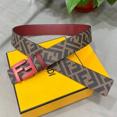 Fendi Authentic Store Version 4.0 Cm Wide Double-Ring Reversible Belt With Ff Sn