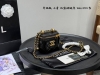 Folding gift box Original leather! Chanel Double Gold Ball Chain Lipstick Bag Mi