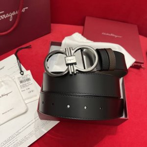 Ferragamo Reversible Italian Import Original Black Belt with Brand New Palladium
