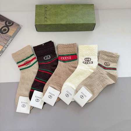 5 pairs per box with packaging Gucci new early autumn mid-calf socks! Pure cott - Click Image to Close
