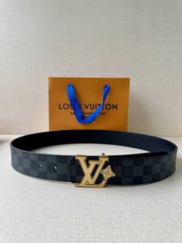 4.0 Wide Lv Flower Double-Sided Belt Crafted From Monogram-Coated Canvas, Featur