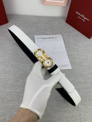 Women's Ferragamo, Size 2.5 Cm. Signature Gancini Logo, Calf Leather Belt. Versa