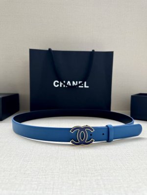 Width 3.0Cm Chanel Imported Soft Calf Leather With Clear Grain Pattern, Gold And