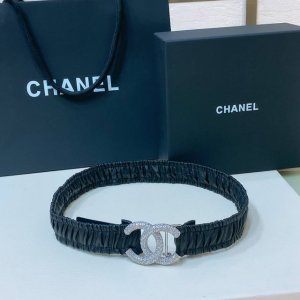 Chanel Cc rhinestone brass logo buckle, calfskin leather, silver and gold metal,