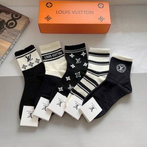 A box of 5 pairs of Louis Vuitton super popular mid-calf socks, made of pure cot