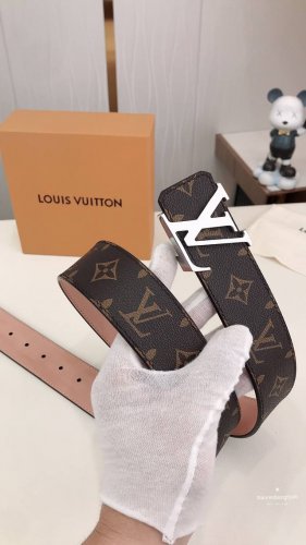 This Belt With A Gold Lv Initials Buckle Is Lined With Waterproof Cowhide And Co
