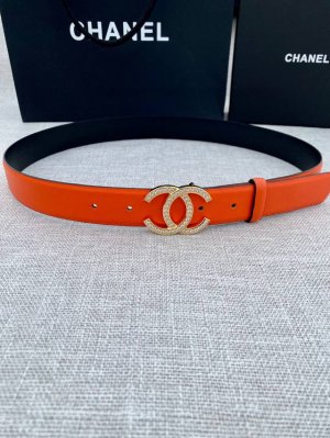 Width 3.0Cm Chanel Original Leather With Gold And Silver Diamond-Studded Steel B