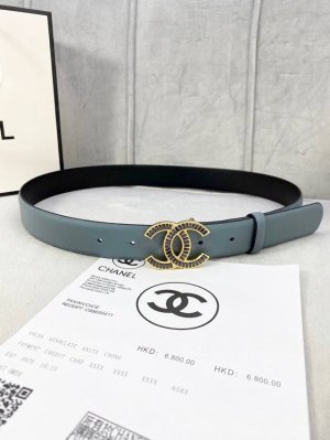 Width 3.0Cm Chanel Chanel Women's Belt New Soft Calfskin Gold And Silver Square